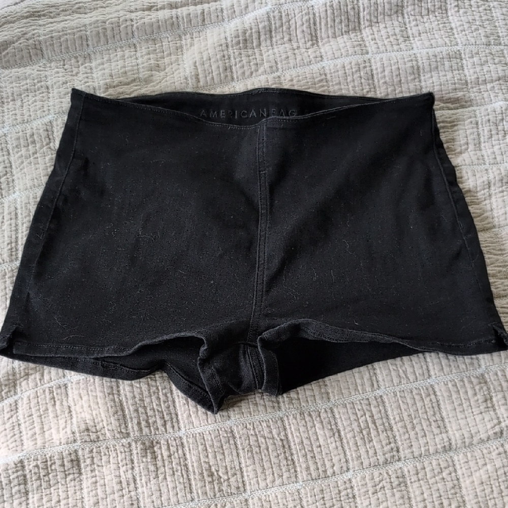 American Eagle Outfitters Women's Jet Black Denim Micro Shorts